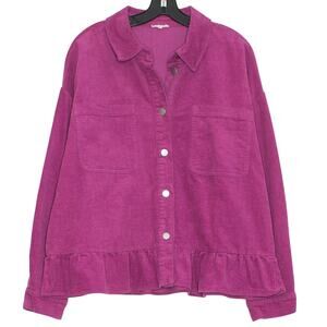 JODIFL Shacket Corduroy Y2K Cottage Dark Academia Oversized Preppy Button Large